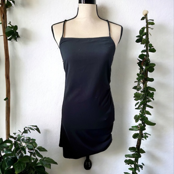 Sophie Rue by Nordstrom Black Cinched Side Tie Cami Mini Dress - Picture 2 of 11